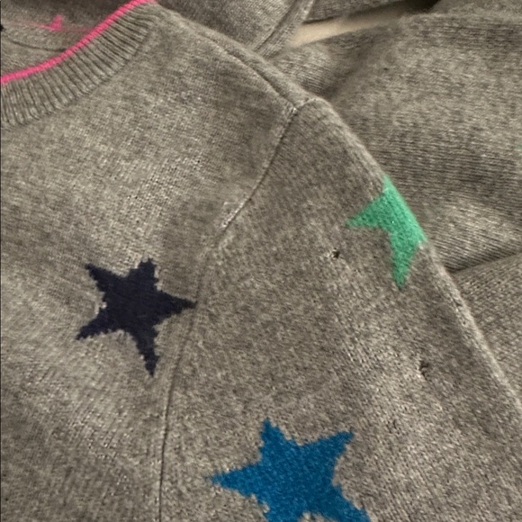 Halogen 100% Cashmere Star print sweater heather grey with bright stars size XS - Picture 7 of 7